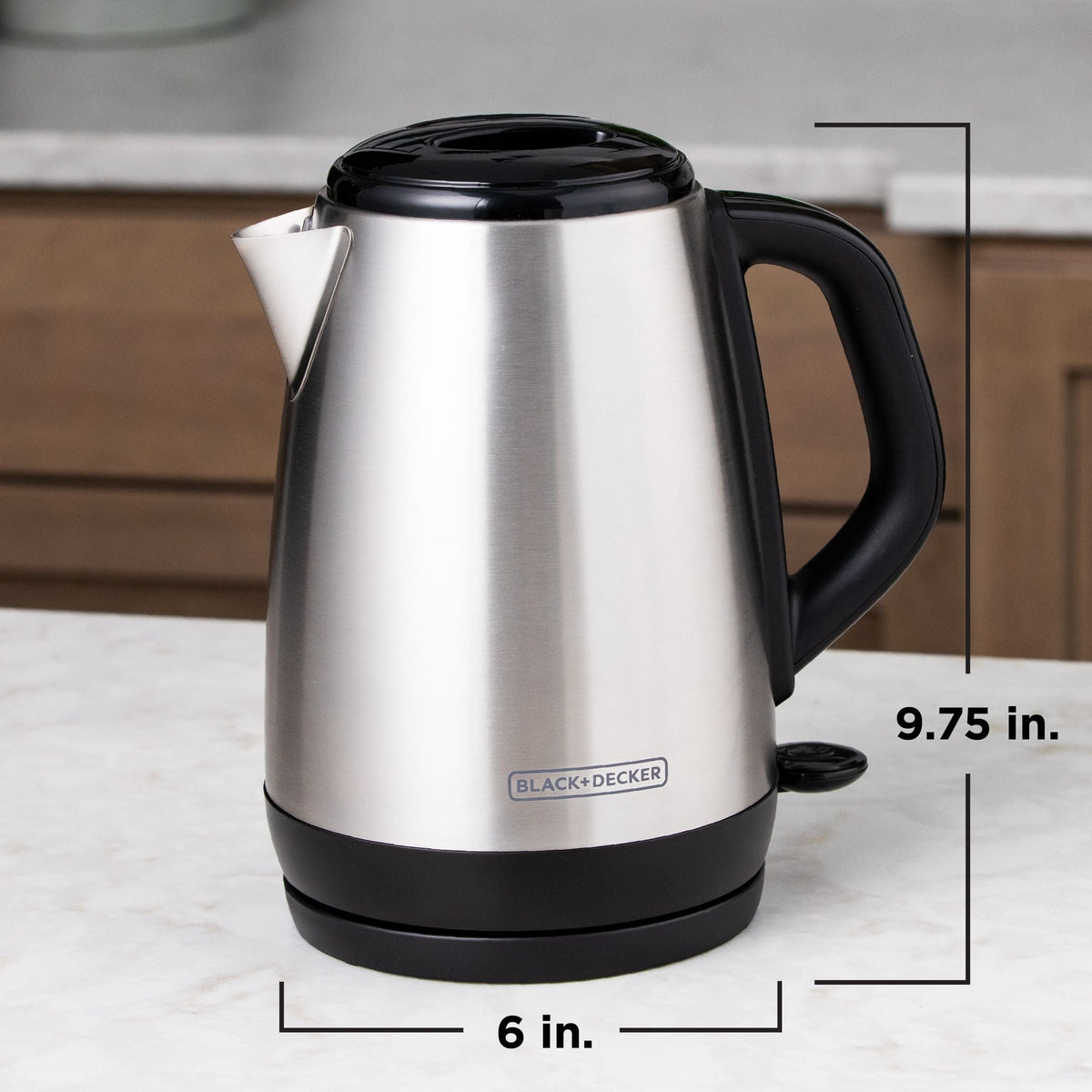 Black & Decker Cordless Electric Kettle with Auto Shut Off, Stainless Steel, 1.7L