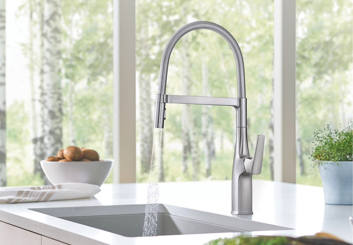 Blanco Rivana Semi-Pro Pull-Down Dual-Spray Kitchen Faucet, PVD Steel