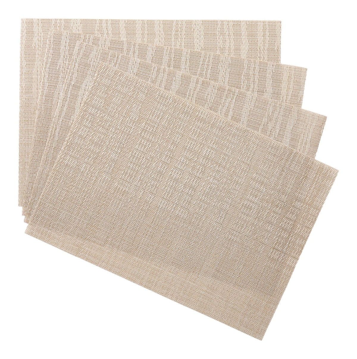 CANVAS Lurex Rectangle Textilene Woven Placemat, Prosecco, 13-in x 18-in, 4-pk