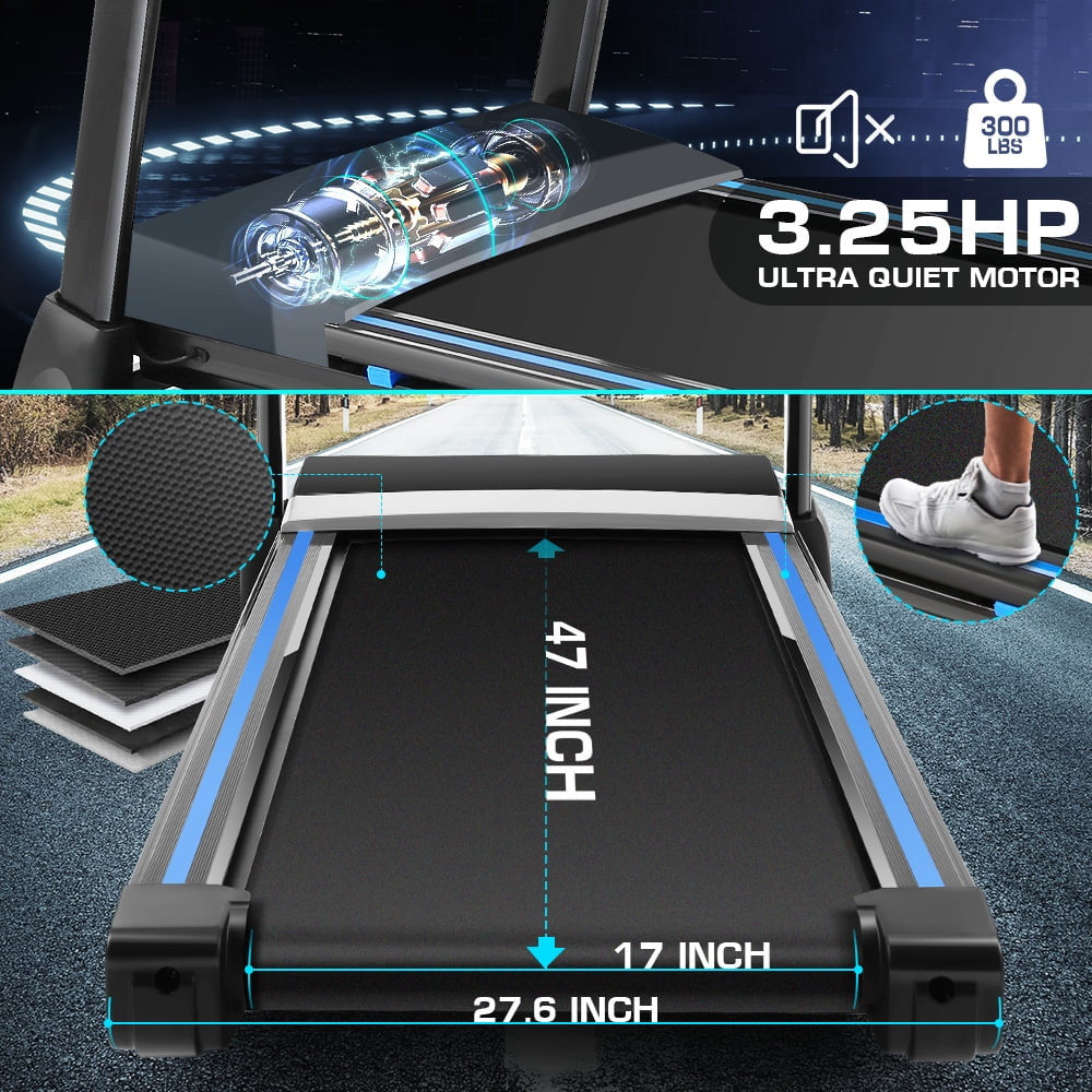 ANCHEER Folding Treadmill with 15% Auto Incline,3.25HP Ultra-silent Motor, Speed Range of 0.6~10MPH,300lb Capacity, APP Bluetooth...