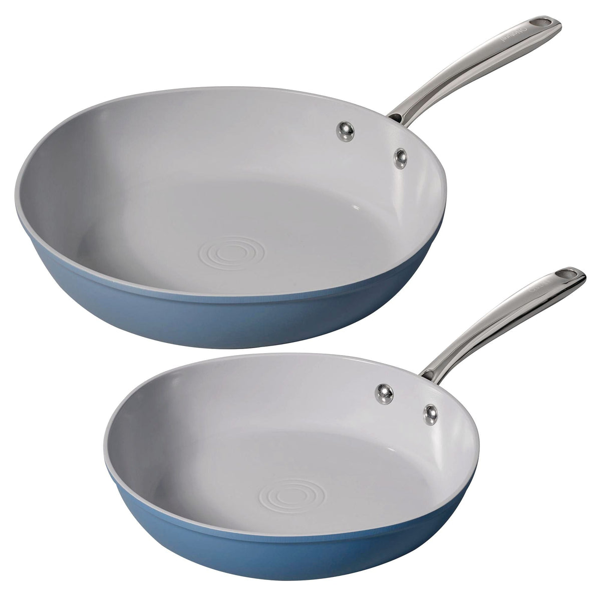 Heritage The Rock O Naturel Ceramic Non-Stick Frying Pan Set, Dishwasher & Oven Safe, Baby Blue, 26-cm & 30-cm, 2-pk
