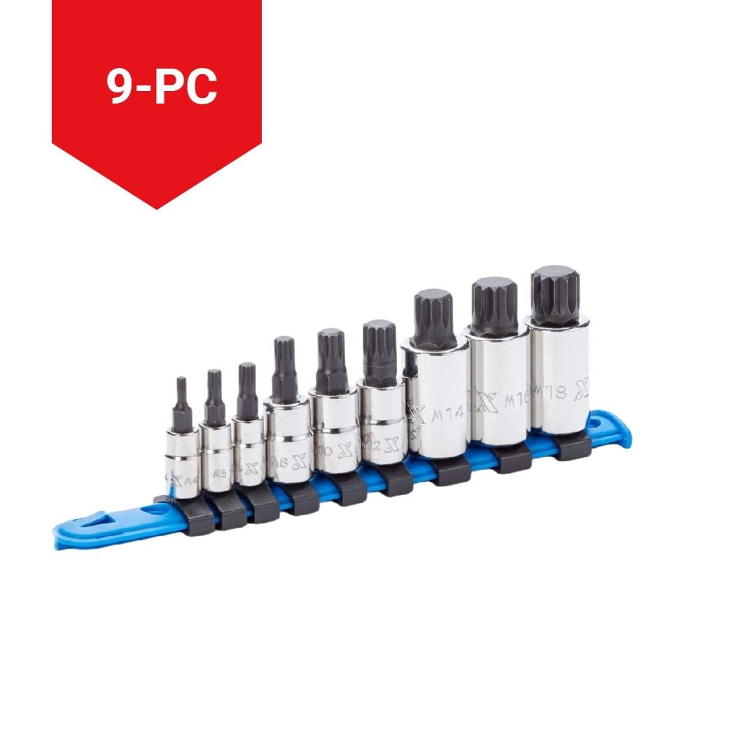 MAXIMUM Triple Square Socket Set, Polished Nickel Plating, 9-pc