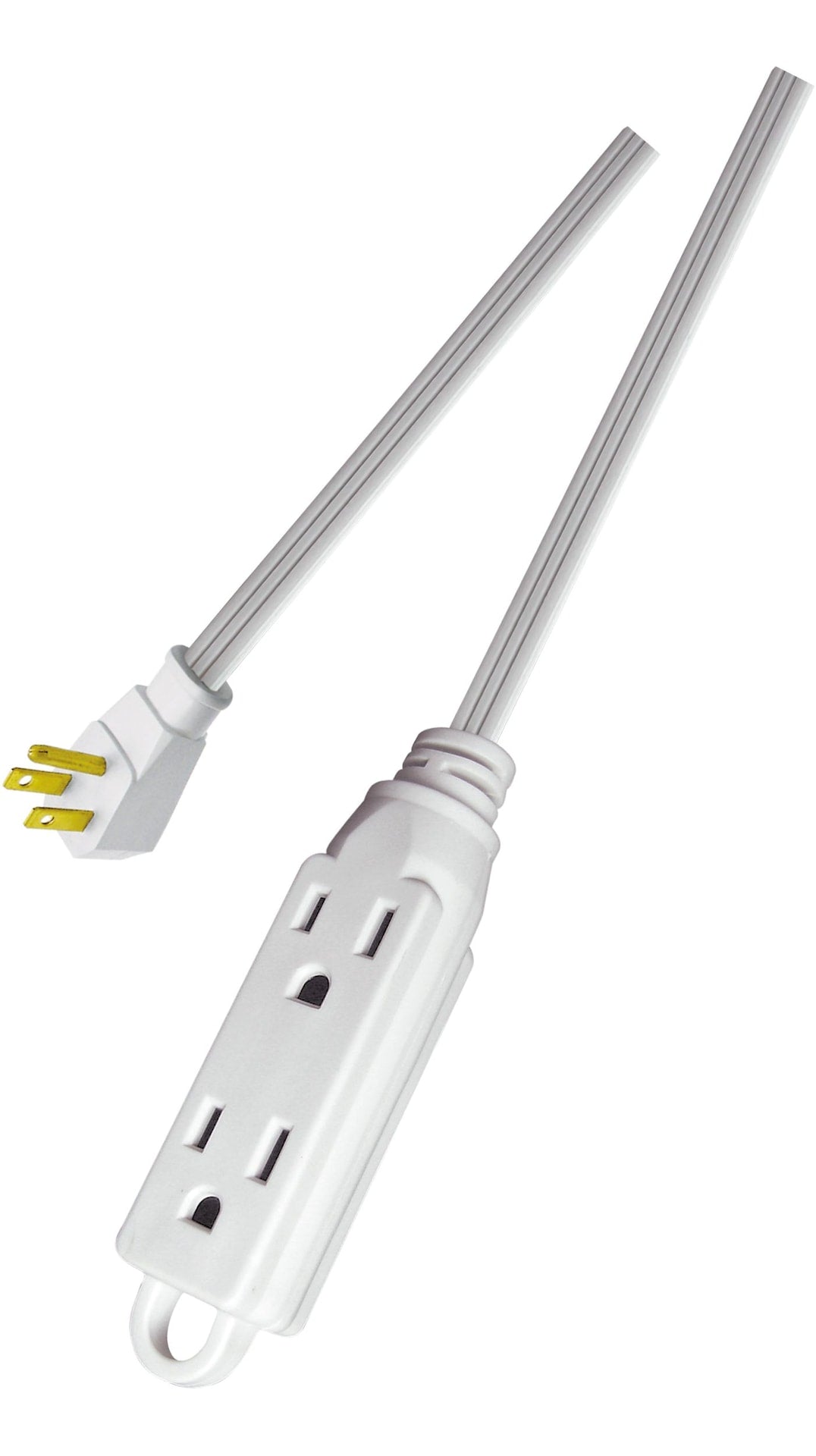 NOMA 3-ft 3-in 16/3 Indoor Extension Cord with Right Angle Plug, 3 Grounded Outlets, White