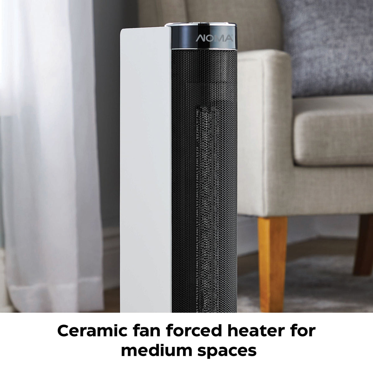NOMA Digital Tower Ceramic Heater withRemote Control & Thermostat, 1500W, White, 24-in