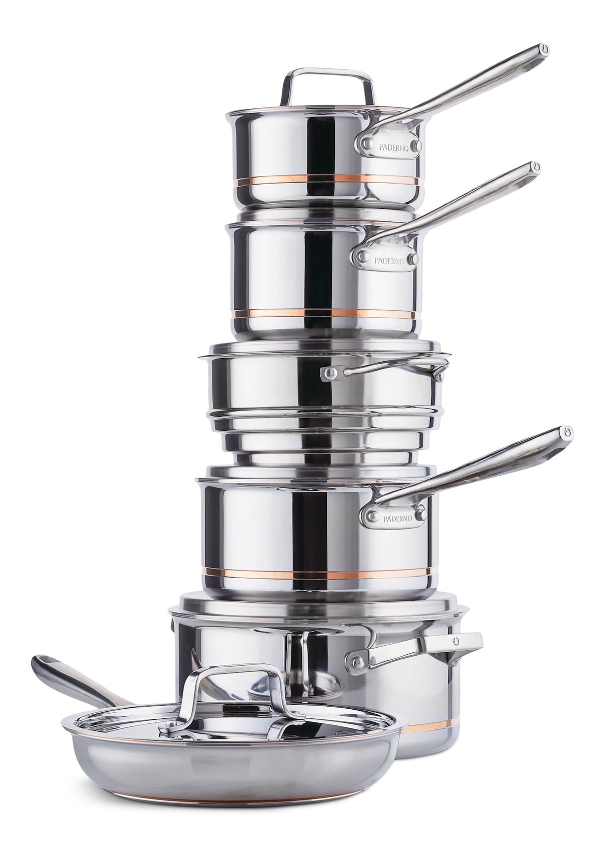 PADERNO 5-Ply Copper Core Stainless Steel Cookware Set, Oven Safe, 12-pc