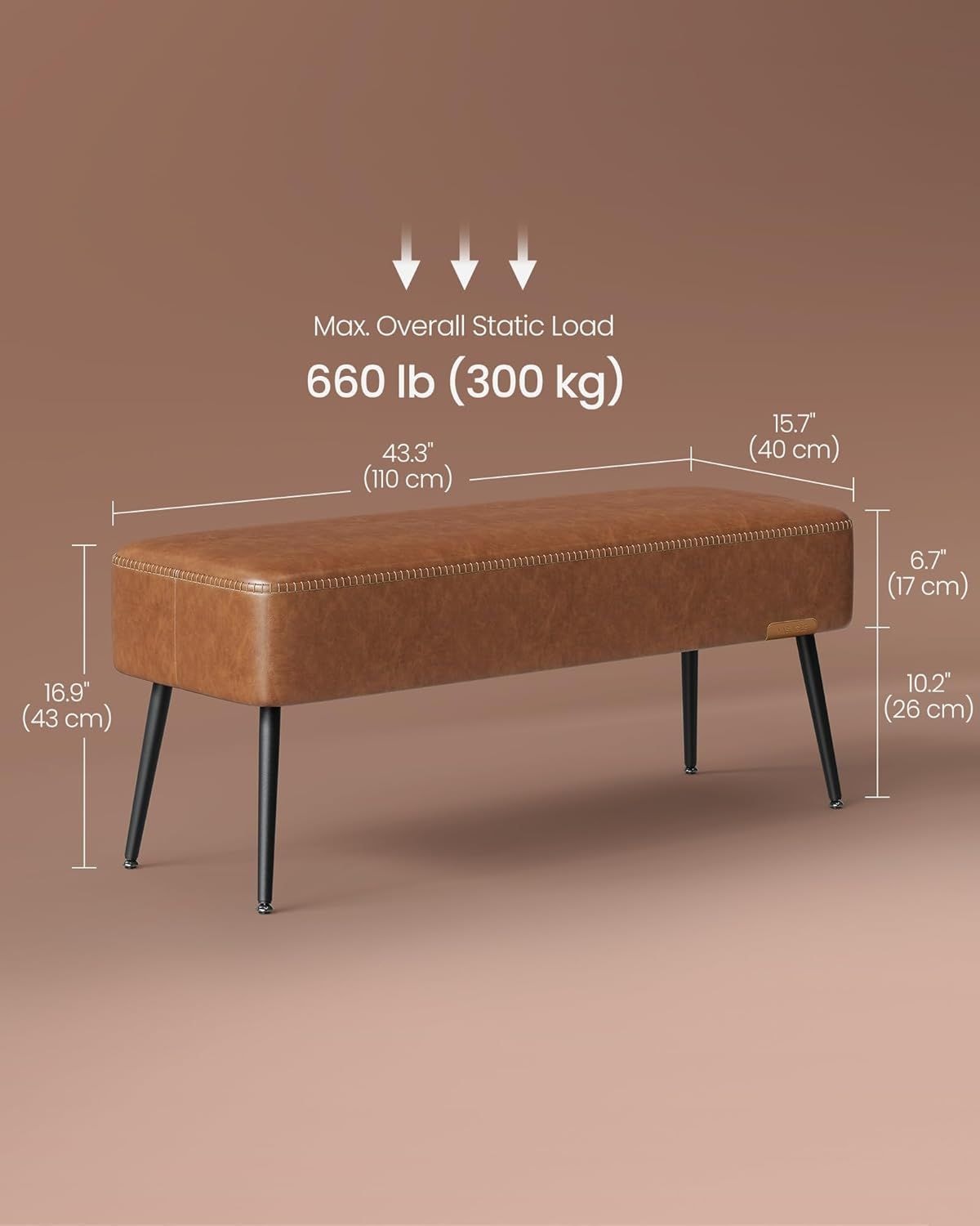 Songmics Home EKHO Collection Caramel Brown Synthetic Leather Bench