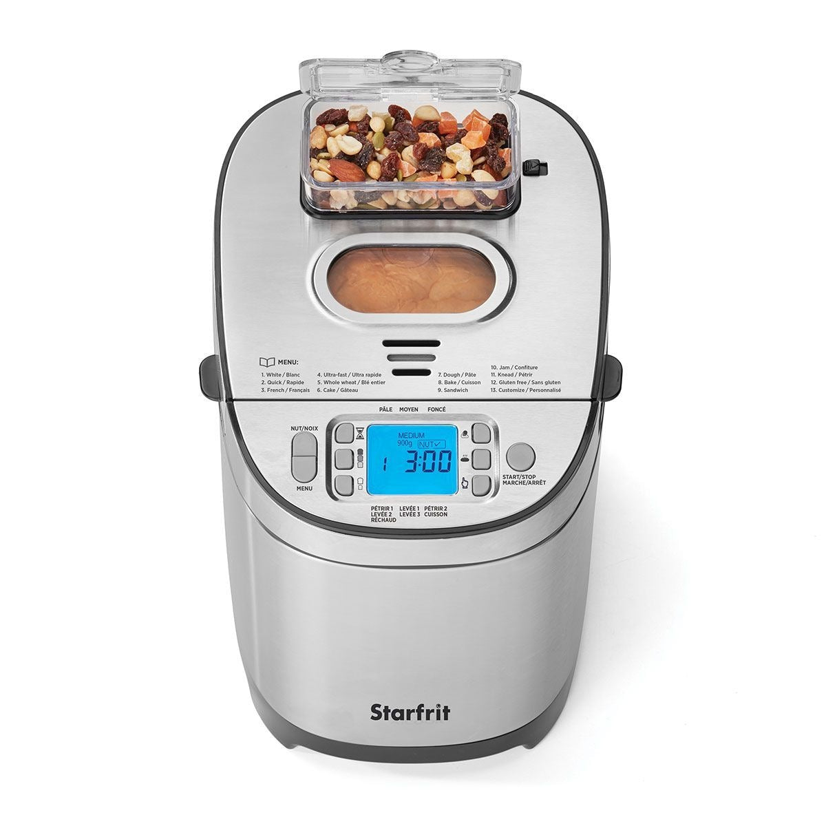 Starfrit Bread Maker with 12 Digital Functions, Stainless Steel, 2lb