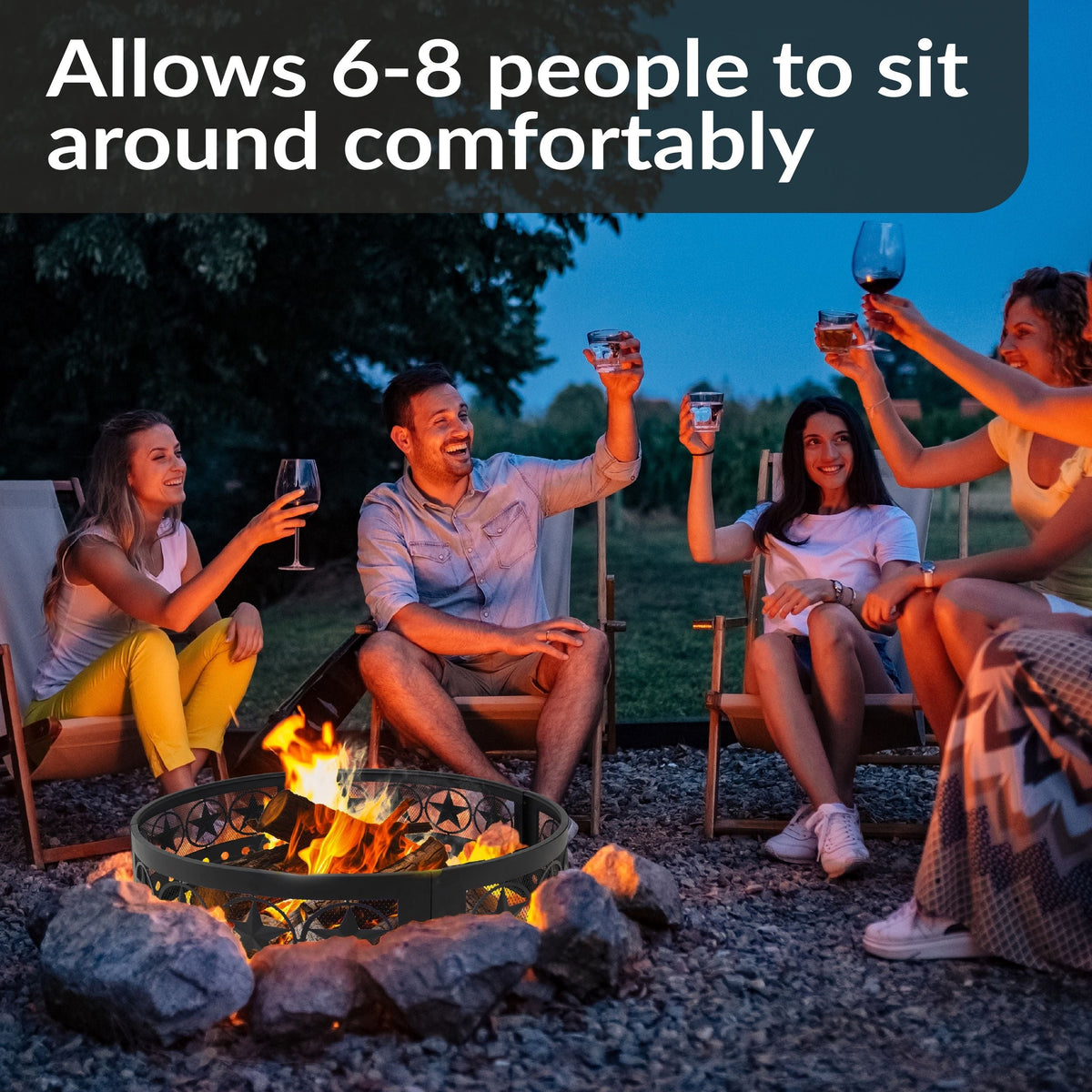 Sunnydaze Décor Heavy-Duty Steel Cut Out Campfire Ring, 36-in