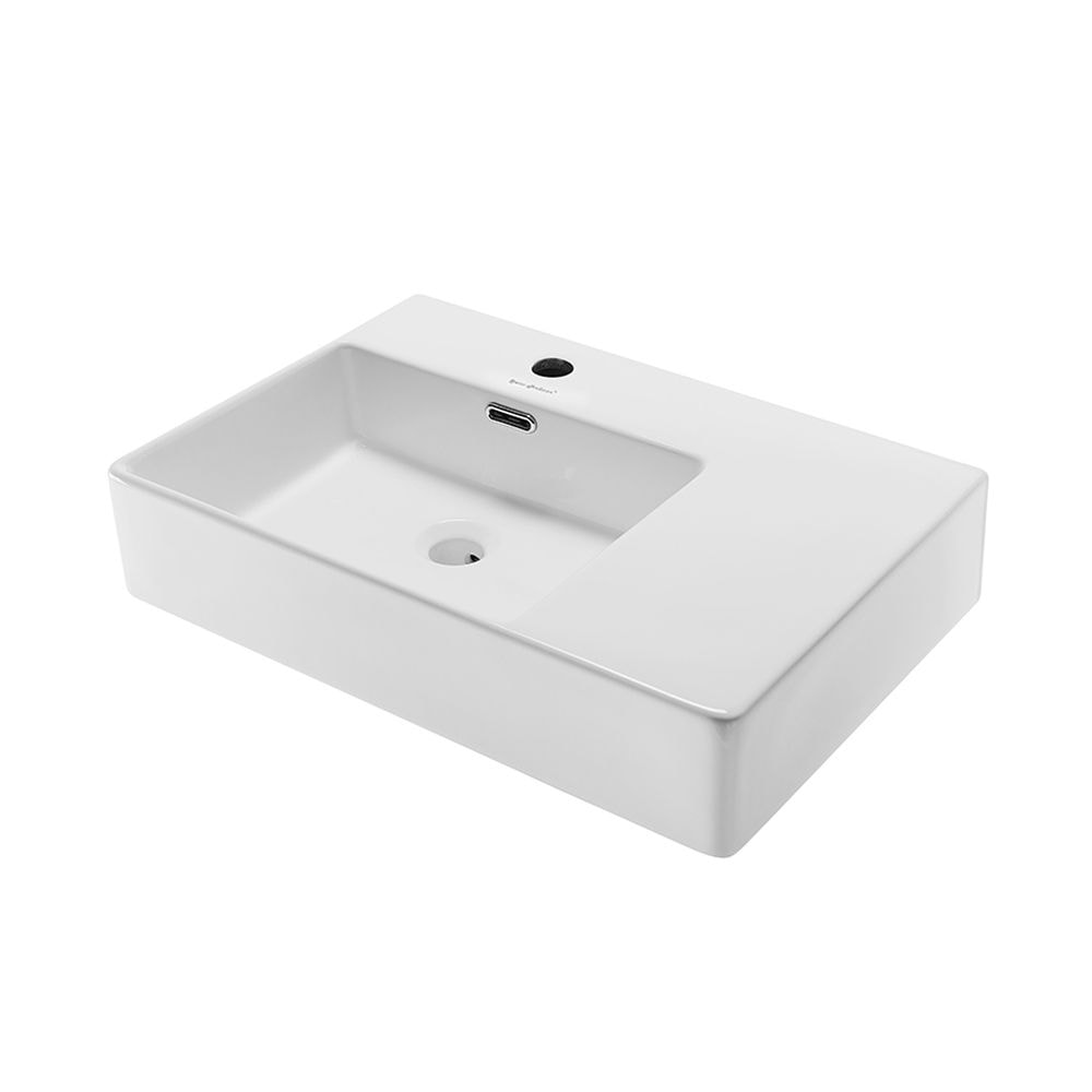 Swiss Madison St. Tropez Ceramic Wall Hung Sink with Left Side Faucet Mount, 24-in x 18-in