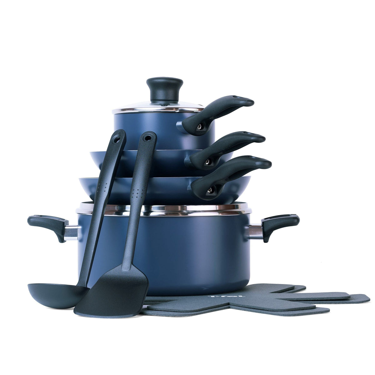 T-Fal Viva Aluminum Non-Stick Cookware Set, Blue, 10-pc