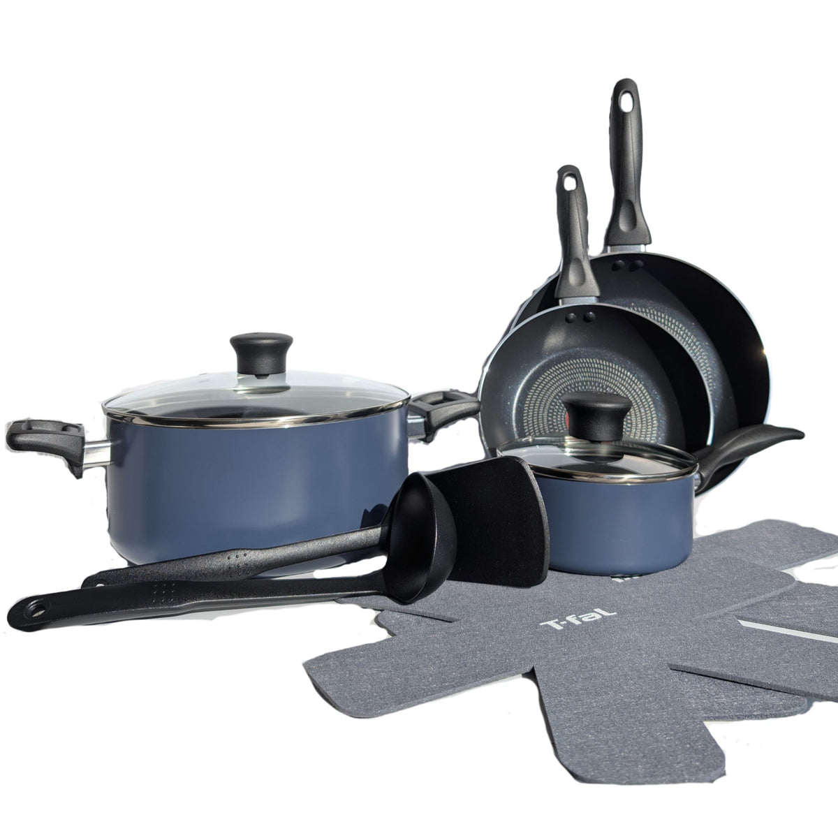 T-Fal Viva Aluminum Non-Stick Cookware Set, Blue, 10-pc