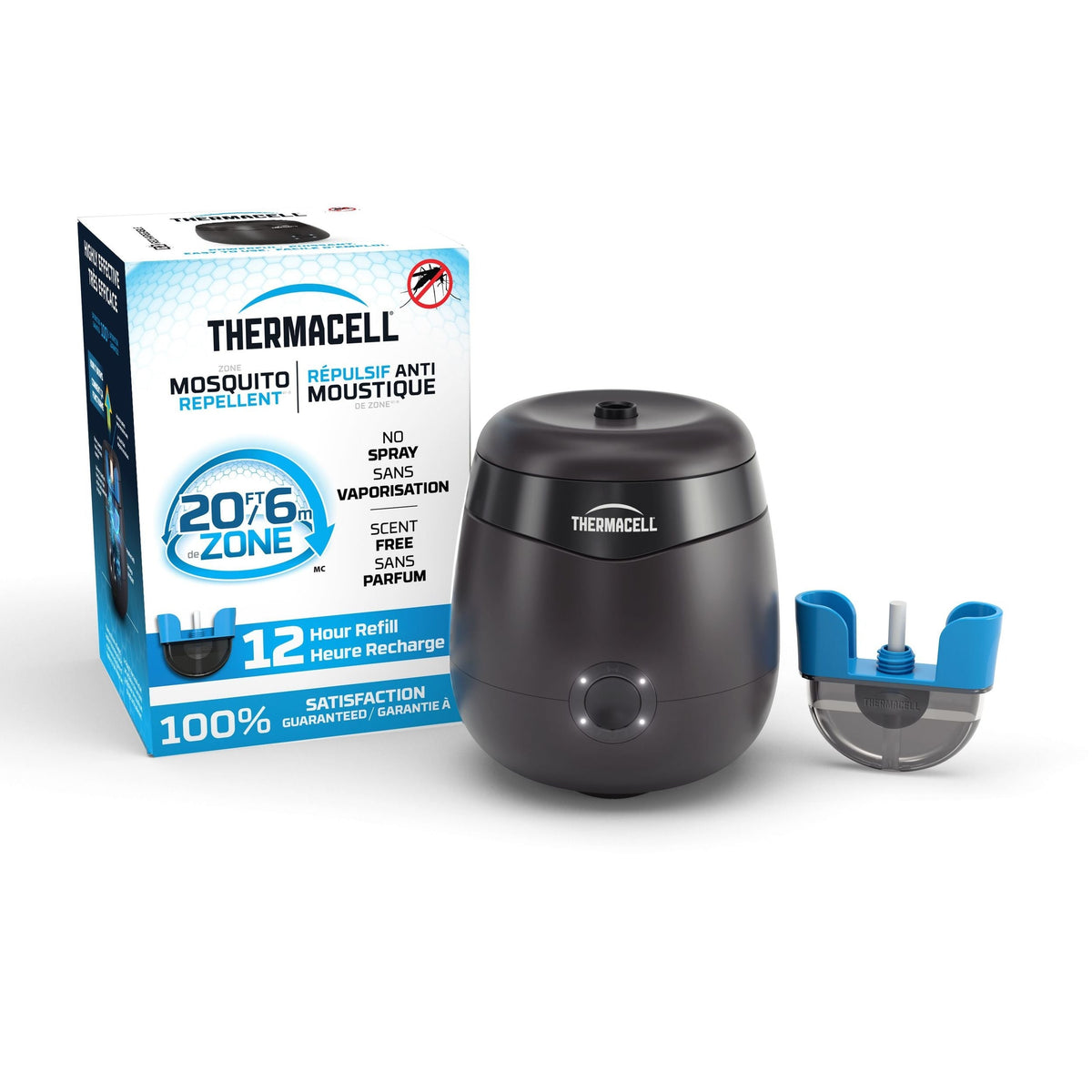 Thermacell E-ZoneGuard Patio Rechargeable Mosquito Repeller with 12-Hr Refill and 5.5-Hr Battery, Charcoal