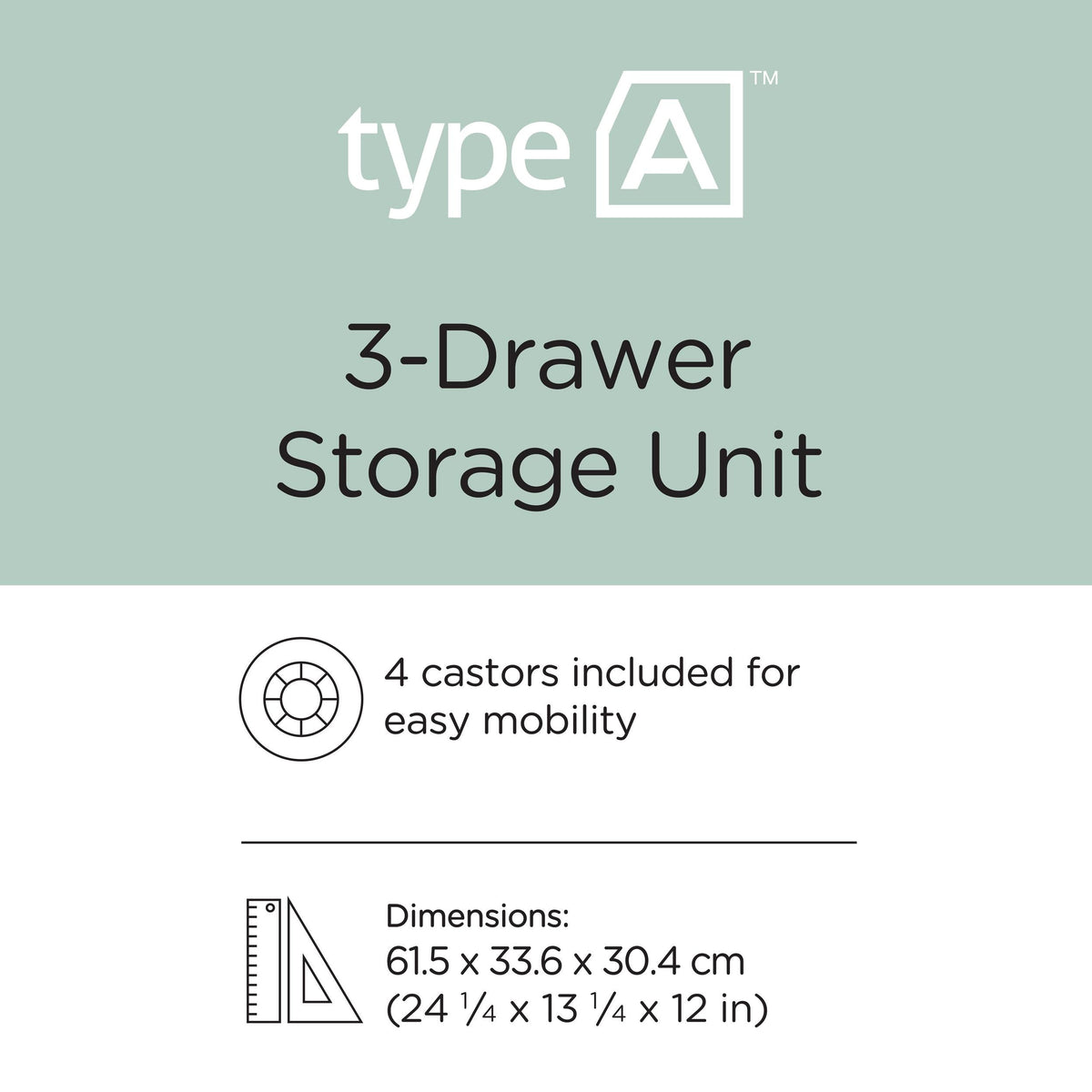 type A Clear Grey Frame 3-Drawer Storage Tower/Cart with Wheels, 26-in