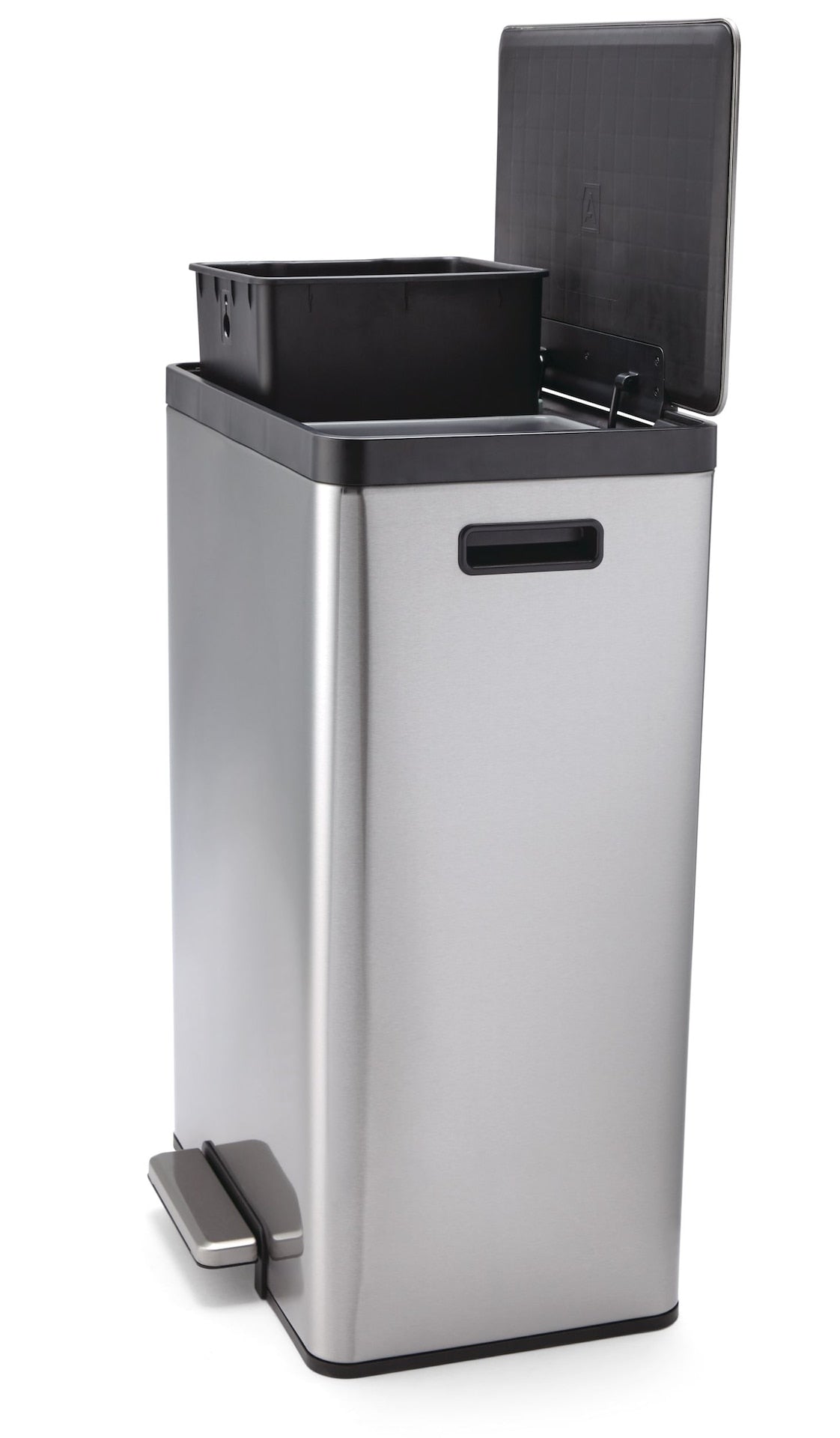 type A Stainless Steel Rectangular Dual Compartment Garbage Can, 2 x 20-L