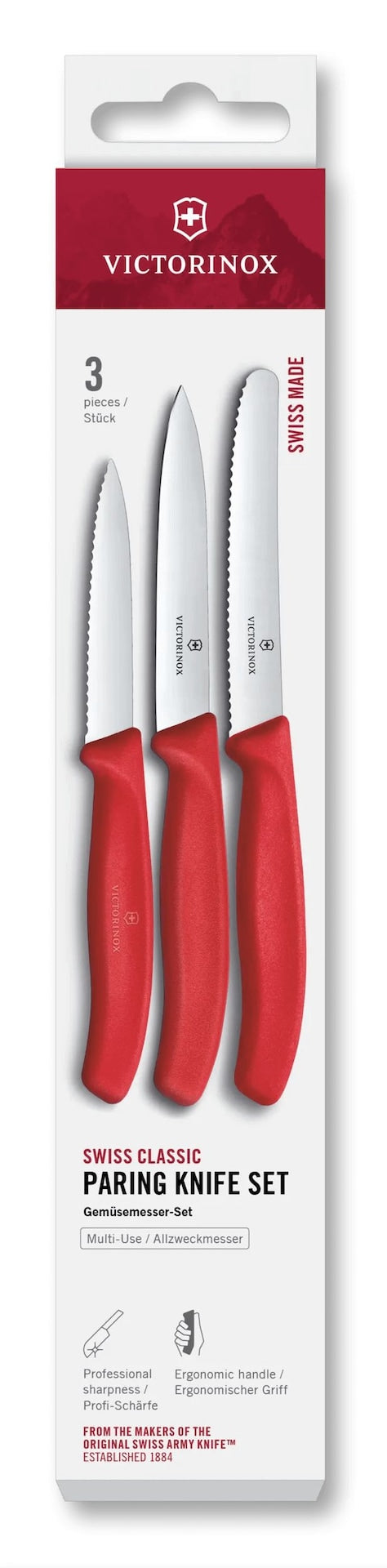 Victorinox Paring Knife Set with Non-Slip Handles, 3-pc