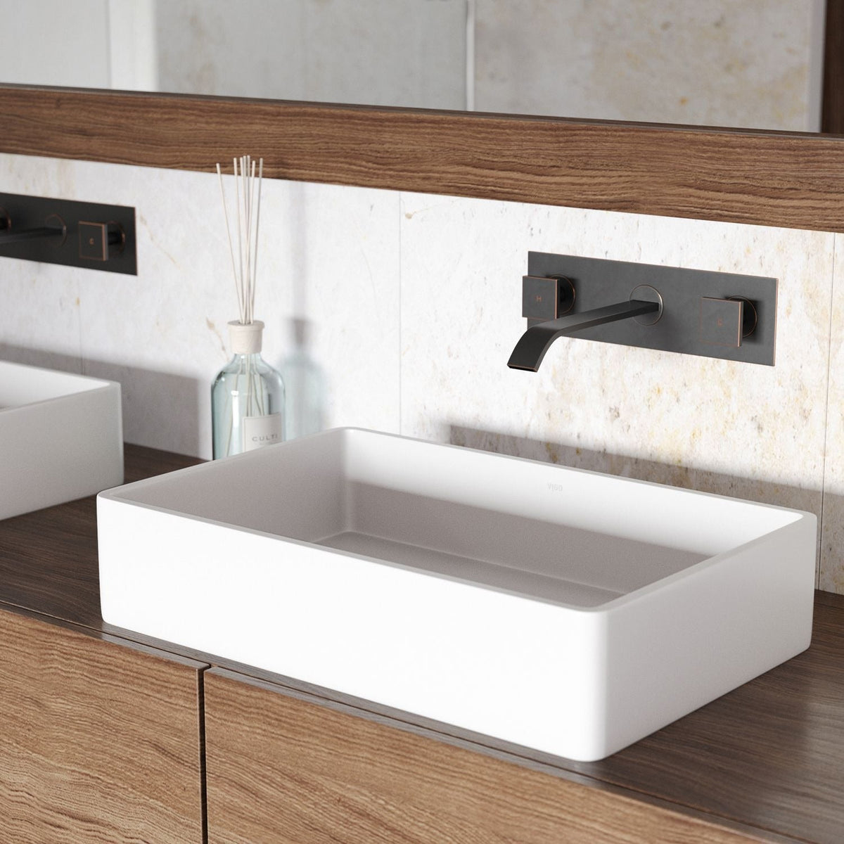 VIGO Magnolia Matte Stone Vessel Bathroom Sink/Basin with Deep Bowl, White
