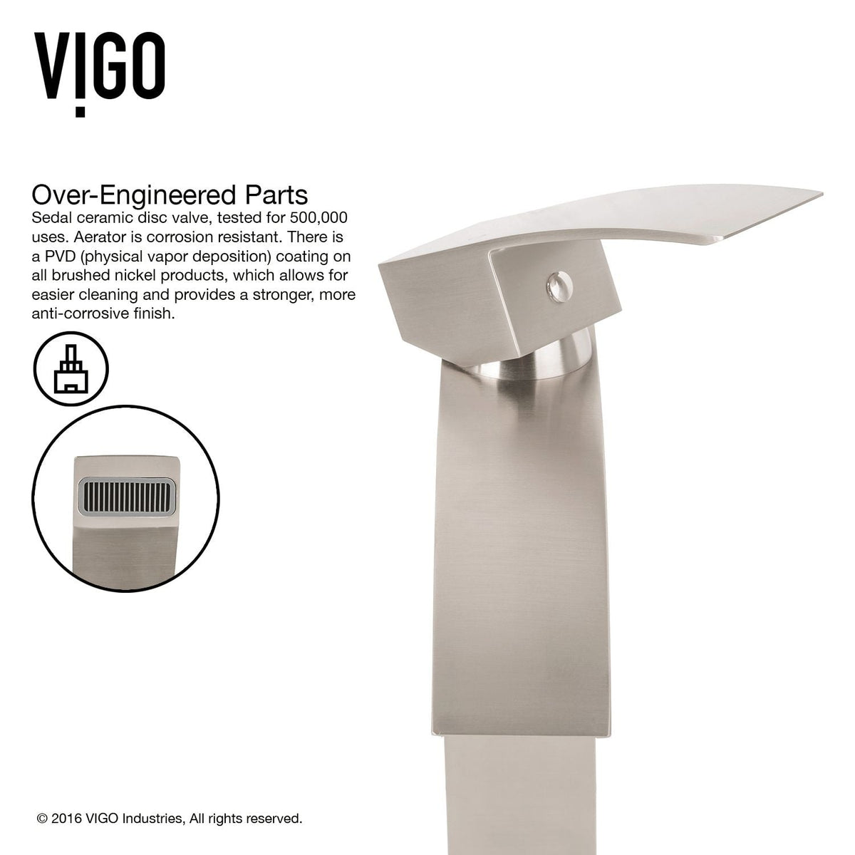 VIGO Satro Single Handle Single Hole Bathroom Sink Faucet, WaterSense Certified, Brushed Nickel
