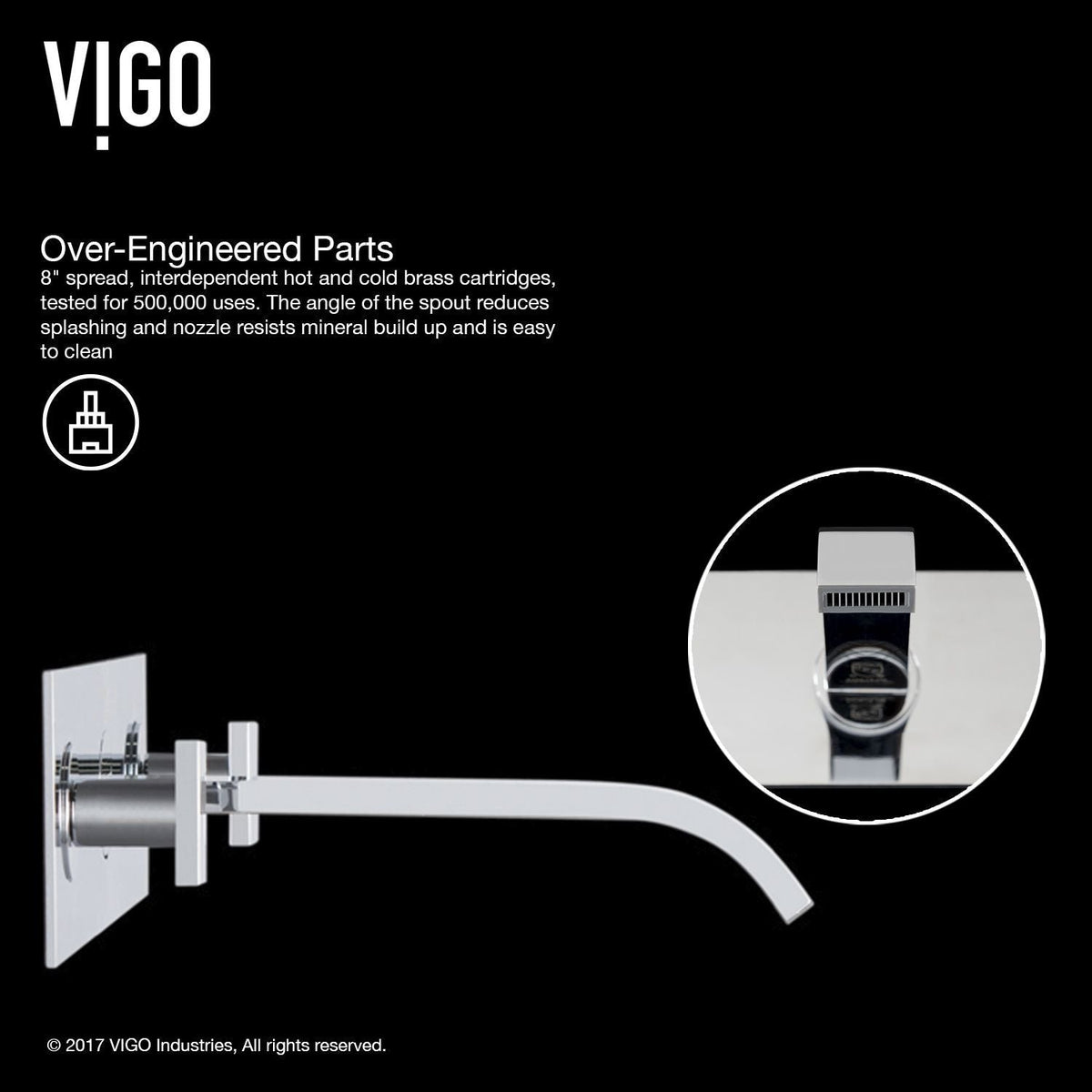 VIGO Titus Wall Mount Dual Handle Bathroom Sink Faucet, Eco-Friendly 1.2 GPM Flow Rate, Chrome