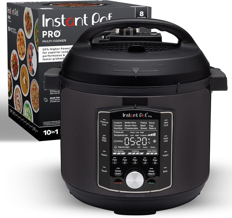 10-in-1 Pressure Cooker, Slow Cooker, Rice/Grain Cooker, Steamer, Sauté, Sous Vide, Yogurt Maker, Sterilizer, and Warmer, Includes App With Over 800 Recipes, Black I6