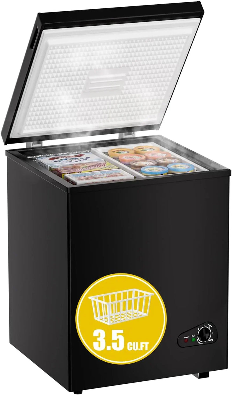 7.0 Cu Ft Chest Freezer - Energy Efficient & Quiet Mini Freezer with Adjustable Thermostat - Compact Deep Freezer for Home, Apartment, and Garage - Removable Basket & Defrost Drain Z0