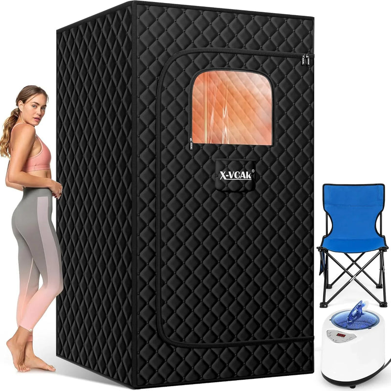 Upgraded Sauna Box for Relaxation, Detoxification, Portable Steam Sauna for Home with Steamer, 9 Levels, 2.6’ x 2.6’ x 5.9’ B5