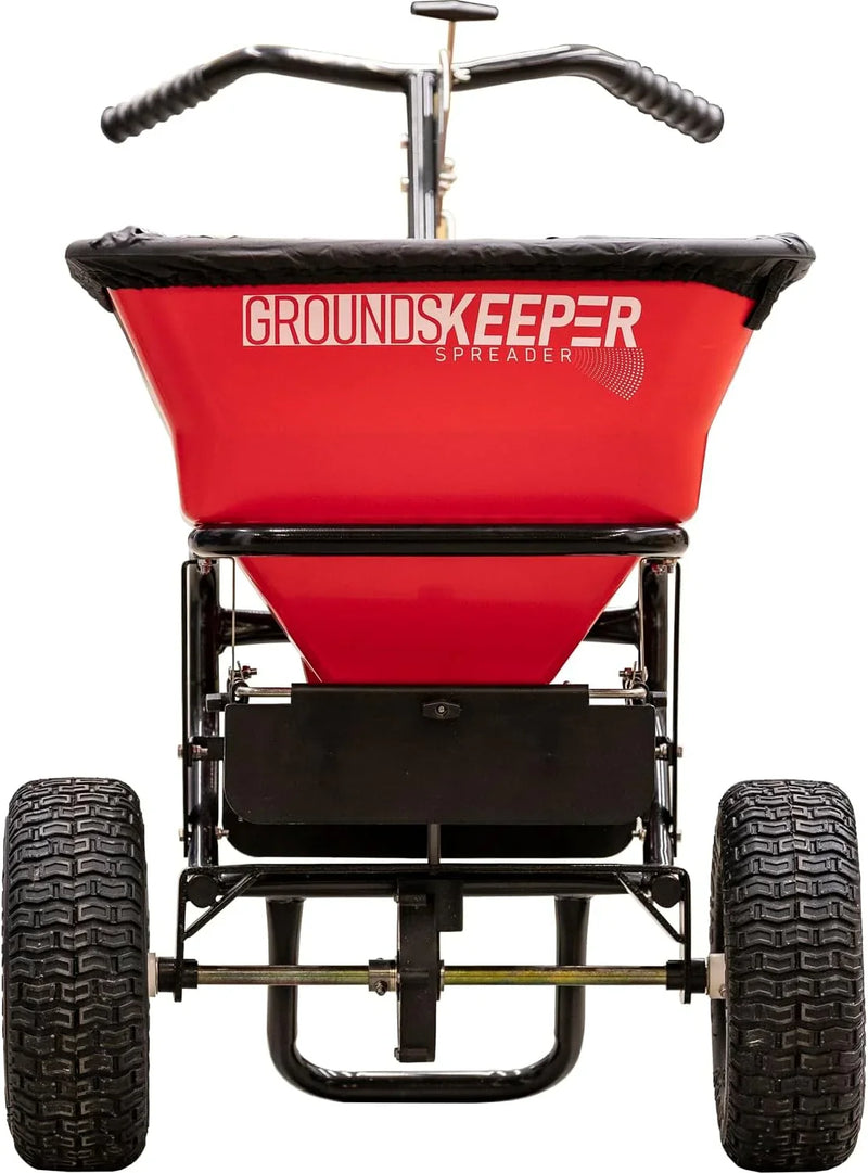 Buyers Products 3039632R Grounds Keeper Commercial Walk Behind Push Spreader, 100lb Capacity, For Salt, Ice & Snow Melt, Included Grate & Cover With Enclosed Gearbox for Protection Z0