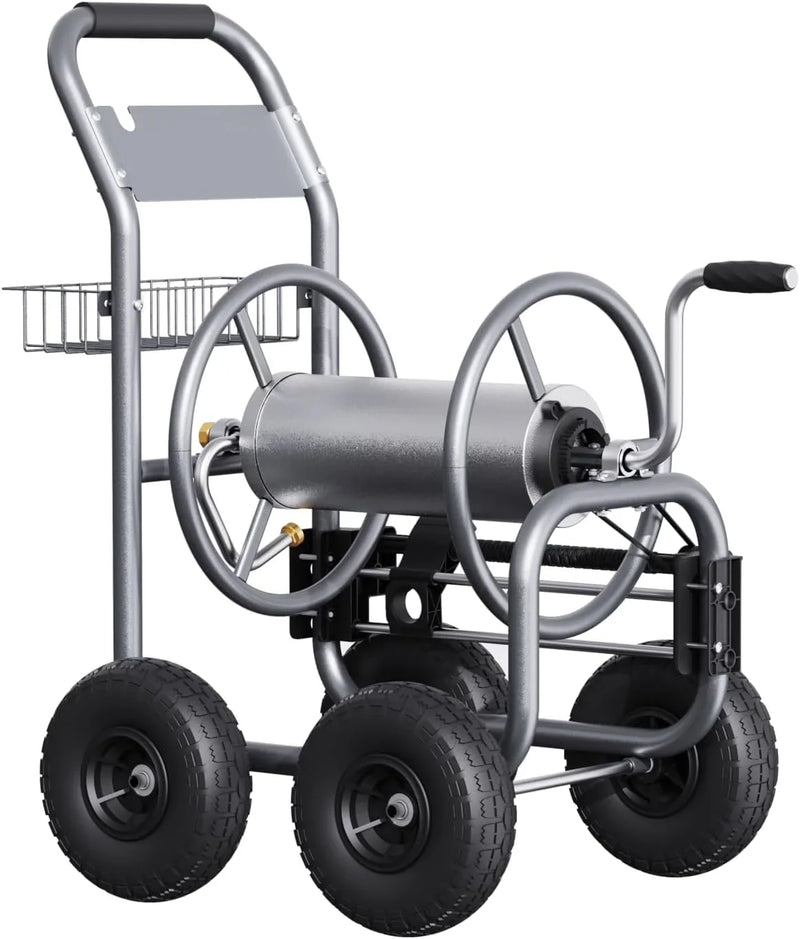 Tool pipe trailer, heavy-duty wheeled hose vehicle, suitable for outdoor industrial hose reels, length 250 feet, inner diameter 5/8 inches, hose guide device pre-installed. C1