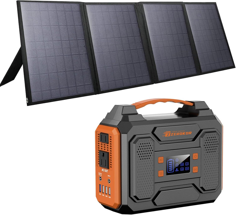 Solar Generator with Panel, 300W Portable Power Station with Solar Panel 40W, 110V Pure Sine Wave AC Outlet Electric Generator for Home Use Outdoor RV Camping P2