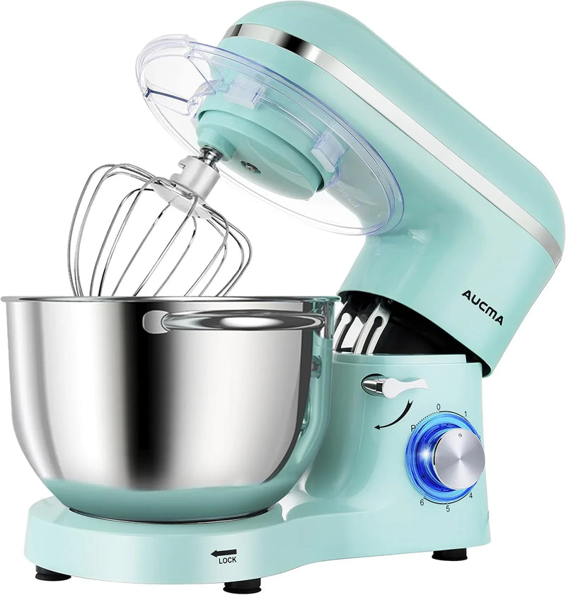 Vertical mixer, power 900 watts, capacity 8 gallons, large kitchen mixer, kitchen electric mixer with dough hook, whisk and stirring rod (blue, 8 gallons) W4