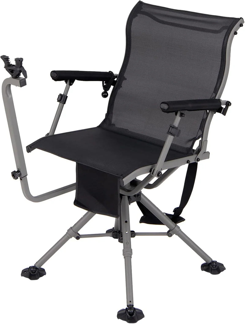 360° rotatable hunting seat, equipped with 4 extendable aluminum legs, adjustable gunstock, portable hunting shelter chair, equipped with carrying straps for outdoor activities. S0