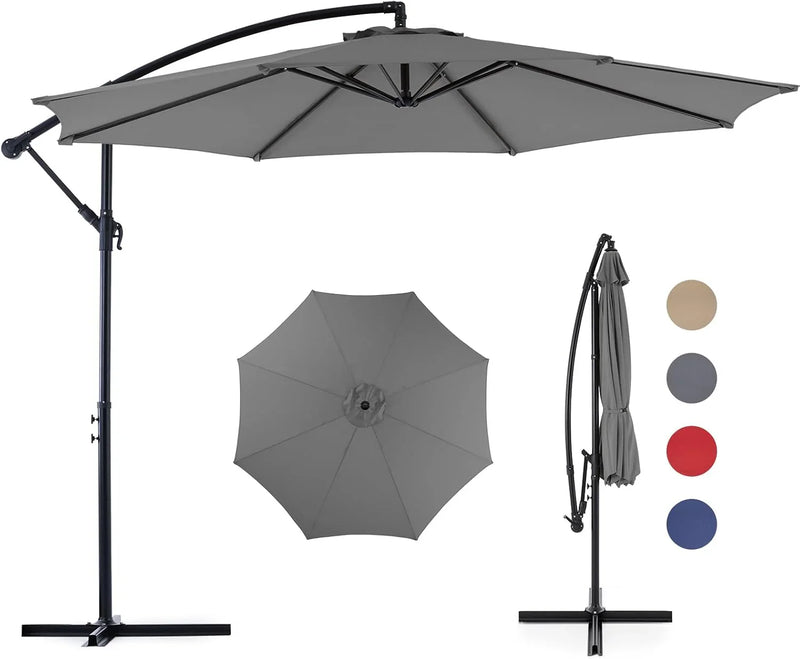 9.8FT Offset Patio Umbrella Hanging Cantilever Umbrella Outdoor Sun Shade with Easy Tilt Adjustment, 8 Ribs, UV Protection for Backyard, Lawn, Garden and Pool, Blue M4