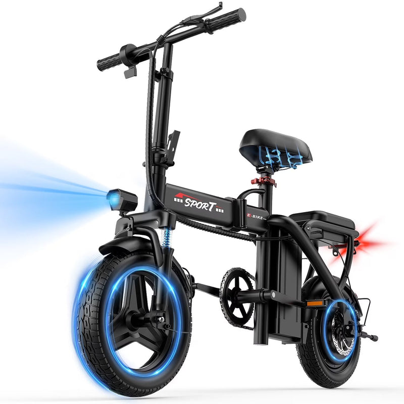 ASKGO Z6 14 in Electric Bike 1200W Motor, 48V/10AH E-Mountain Bike,Folding Electric Bicycle for Adult with Two Seats UL2849,Unisex,Pedal-Assist E4