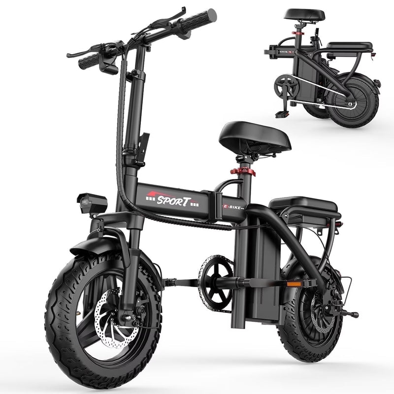 14 in Electric Bike with Dual Front Suspension 500W Folding Ebike, Up to 25Miles 20MPH, 48V Removable Lithium-Battery, 14 in Foldable Commuting... Y1