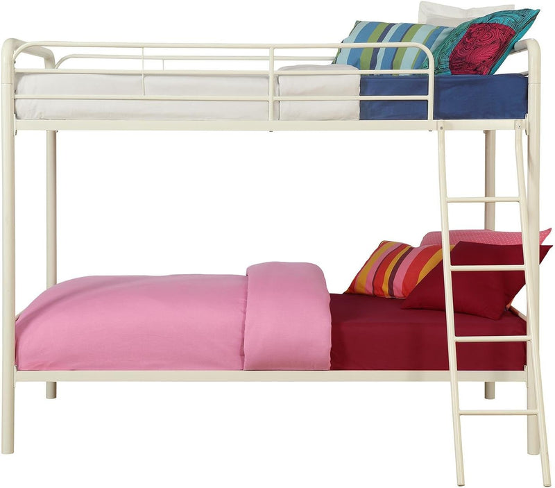 DHP Dusty Twin Over Full Metal Bunk Bed, Off White X2