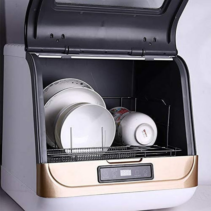 Countertop Dishwasher Kitchen Mini Portable Dish Bowl Washer Tabletop Automatic Dishwasher Deep Cleaning for Home, Apartment, RV (White Black) T4