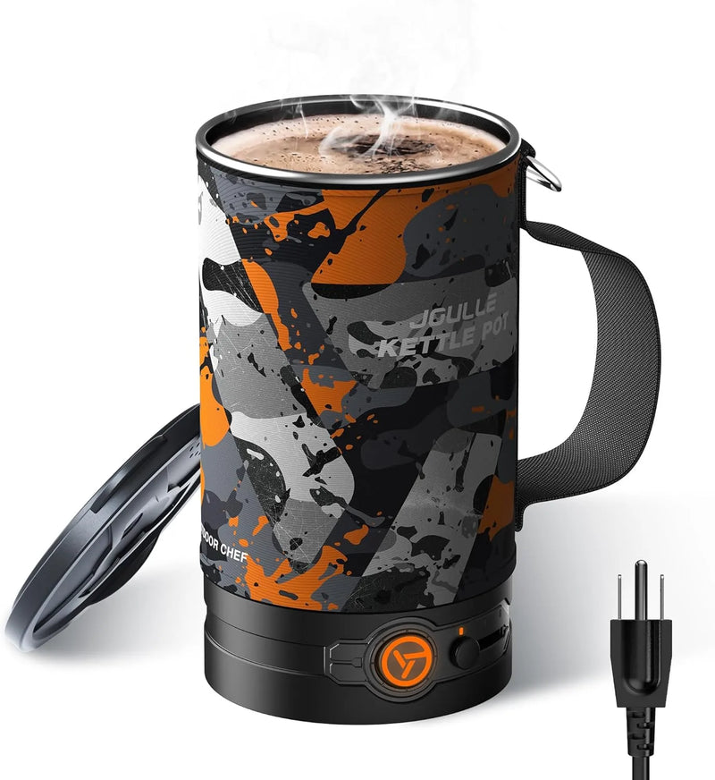 Electric Kettle, Multi-Functional Portable Travel Water Boiler Cooker, 30 oz Electric Kettle for Coffee, Cooking, Popcorn Maker, Camping RV Essentials K2
