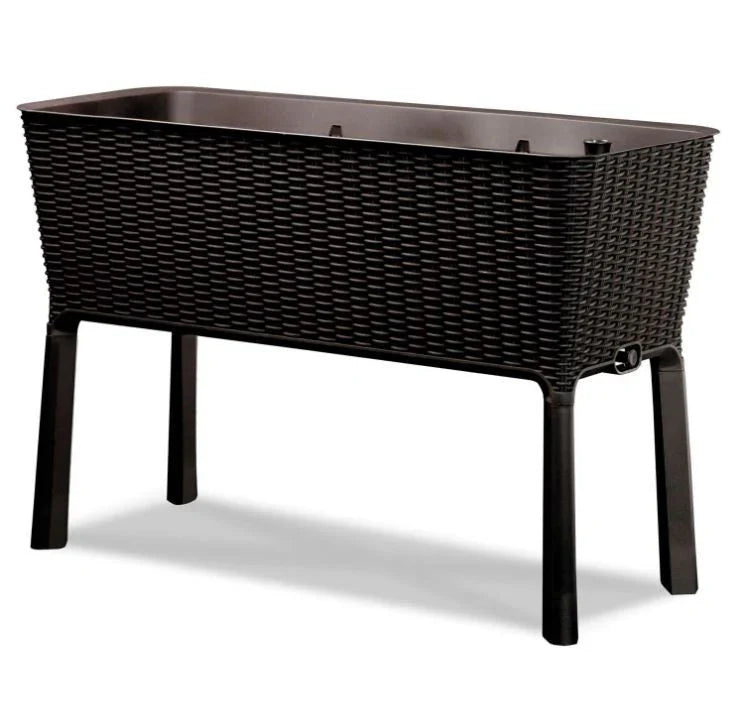 Dark Brown Wicker Raised Garden Bed Planter w/ Water Indicator O2
