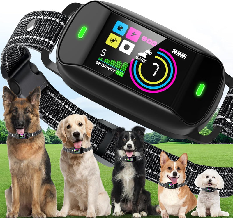 Smart Dog Bark Collar, Anti Barking Training Collar with 4 Training Modes, 5 Adjustable Sensitivity Levels, Waterproof and Magnetic Charging, Smart Bark Collar for Large Medium Small Dogs (Black) Y0
