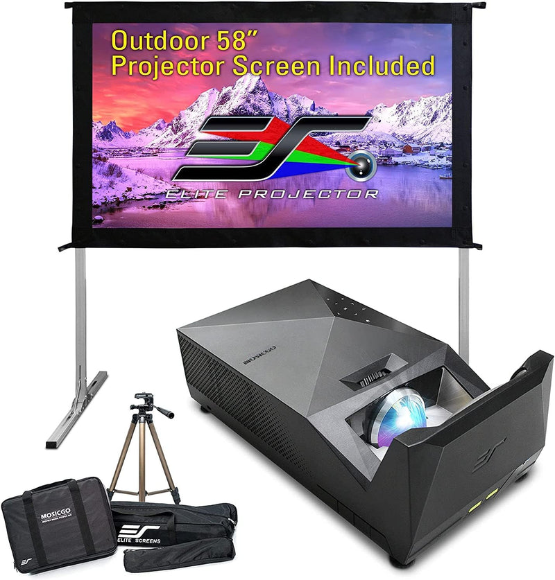 Projector ultra-short focal length portable outdoor family courtyard movie night projector, waterproof projector, 1080p resolution, 1500 lumens, supports Bluetooth and built-in battery, compatible with iOS TV platform S2