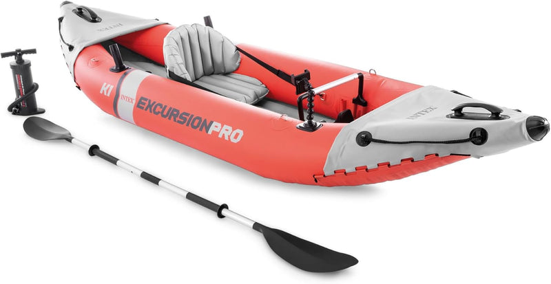 Excursion Pro Inflatable Kayak Set and Accessory Kit, Air Pump, and Carry Bag for Lakes and Rivers F7
