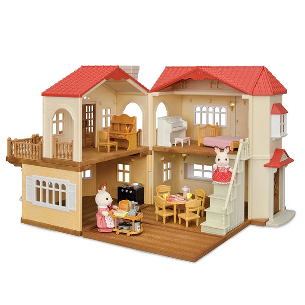 Calico Critters Red Roof Country Home, Dollhouse Playset with Figures, Furniture and Accessories W5