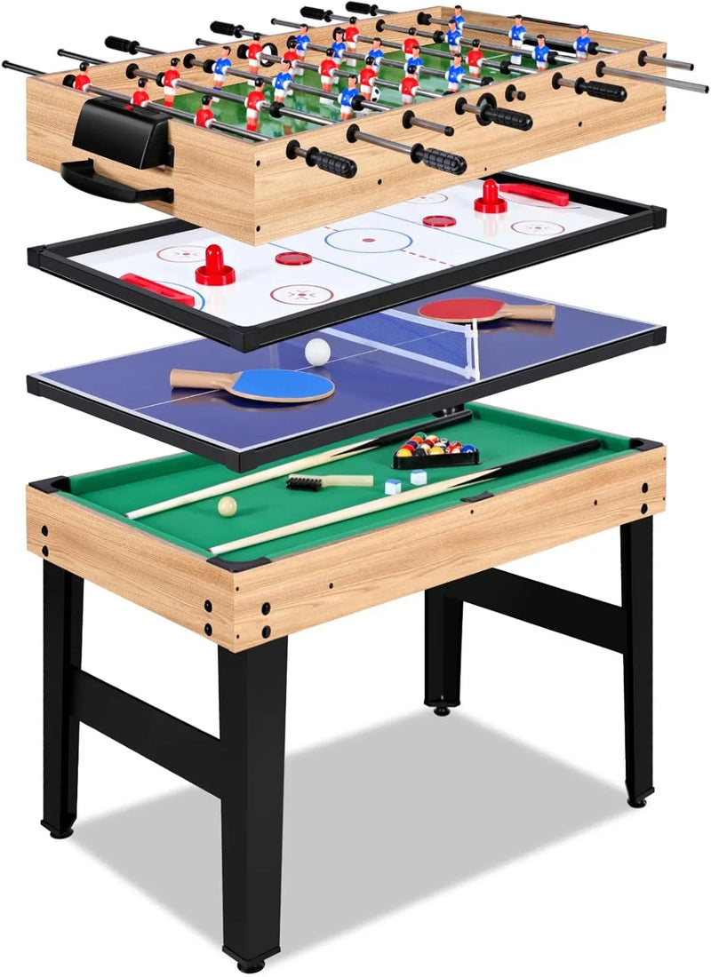 12-in-1 Game Table - 48" Combo Game Table, Ping Pong Table, Foosball Table, Air Hockey Table, Pool Table - Sports Arcade Games with Accessories - Ideal for Game Rooms and Family Game Nights! V5