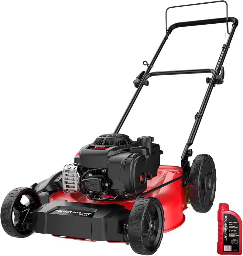 21" 2-in-1 Push Lawn Mower, 125cc Engine, Adjustable Cutting Height, Lightweight, Easy Assembly S3