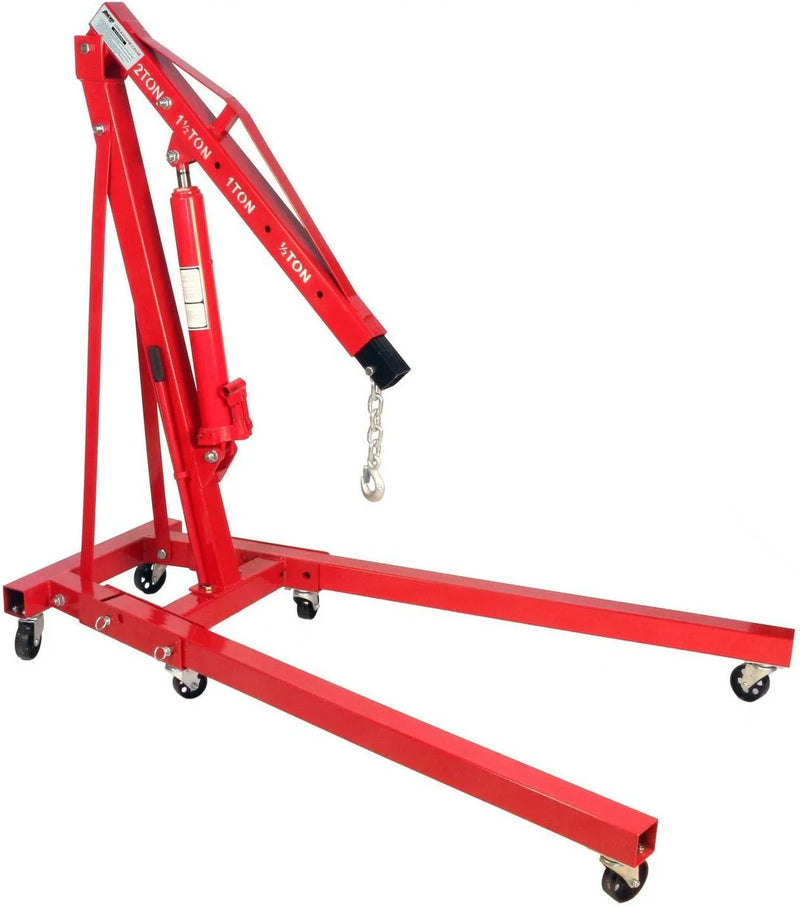 Dragway Tools 2 Ton Folding Hydraulic Engine Hoist Cherry Picker Shop Crane Hoist Lift with 6 Fully Rotating Caster Wheels N9