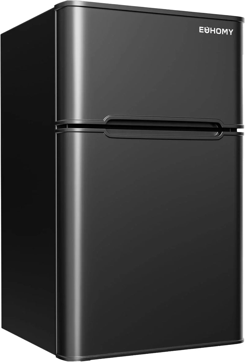 3.2 Cu.Ft Mini Fridge with Freezer – 2-Door Compact Refrigerator for Bedroom, Dorm, Office or Apartment, Silver J2