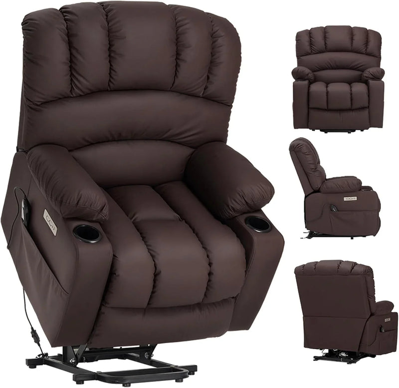 Electrically adjustable reclining chair - Electrically massaging adjustable reclining chair. The chair seat has a heating function. Large shell with velvet backrest. Suitable for the elderly and the elderly. Electrically adjustable reclining chair. K5