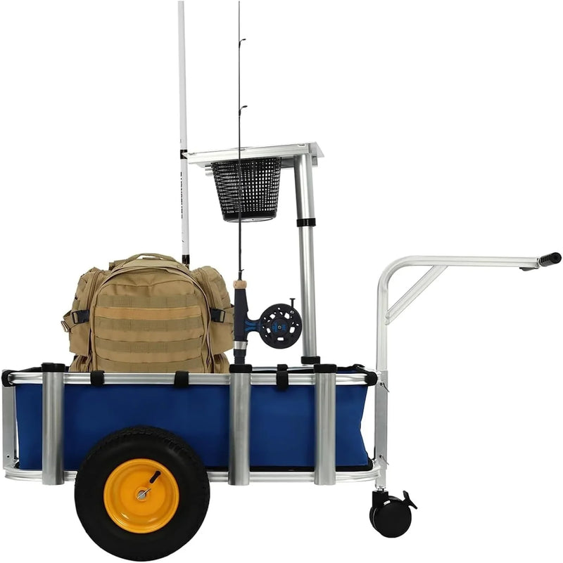 Fishing Cart, Pneumatic Tires, Beach Trailer with Large Cargo Basket, 176lbs Load Capacity, 35.4 * 15.7 * 9.8in Beach Cart Wagon，for Picnic N2