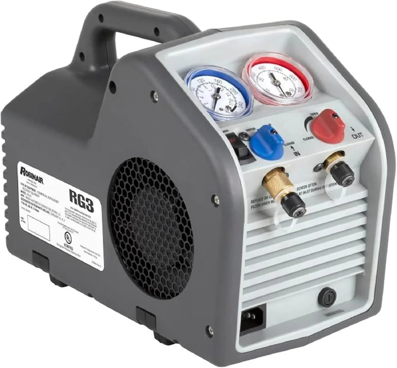 (Portable Refrigerant Recovery Machine – 115V, 60Hz, for Both Liquid and Vapor Refrigerant, White-Robinair E8