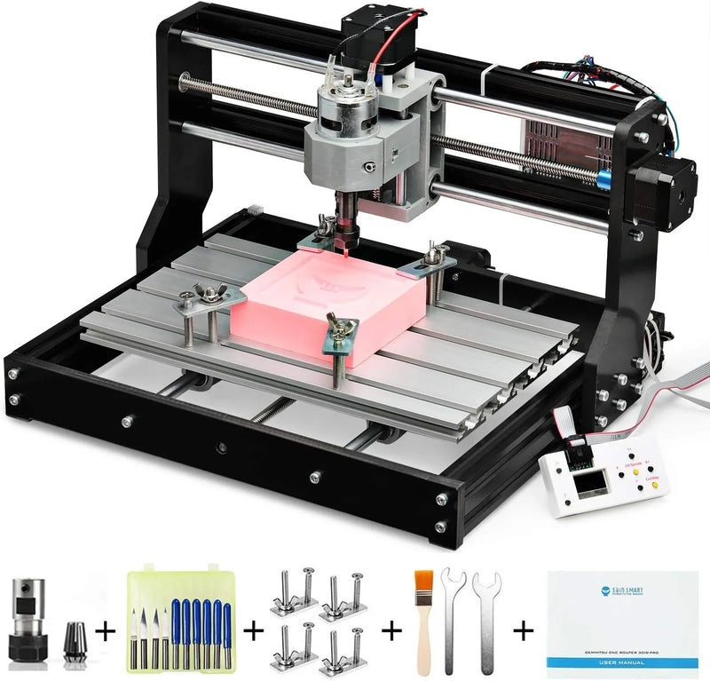 Router Kit GRBL Control 3 Axis Plastic Acrylic PCB PVC Wood Carving Milling Engraving Machine with Offline Controller, XYZ Working Area 300 x 180 x 45mm E5