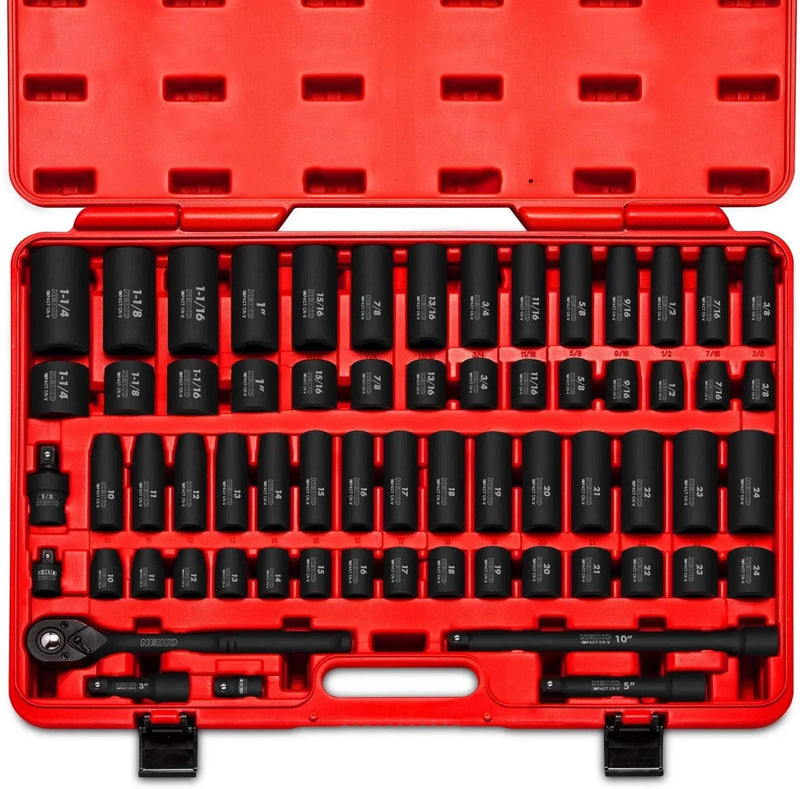 1/2" Drive Master Impact Socket Set, 65 Piece J1